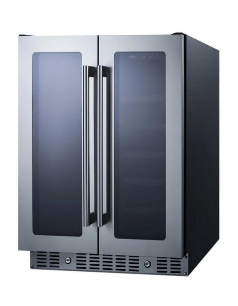 Summit ALFD24WBV 24"" ADA Compliant Dual Zone Beverage Center with 4.6 cu. ft. Capacity Digital Thermostats LED Lighting and Automatic Defrost in Stainless Steel