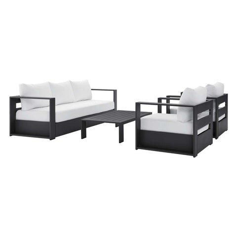 Modway Tahoe Aluminum 4-Piece Outdoor Patio Set in Gray White