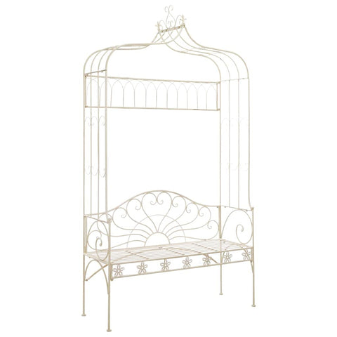 vidaXL Garden Bench 48" Iron Antique White