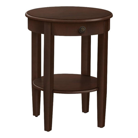 Monarch Specialties I 3975 Accent Table, 2 Tier, End, Side Table, Round, Nightstand, Bedroom, Lamp, Brown Veneer