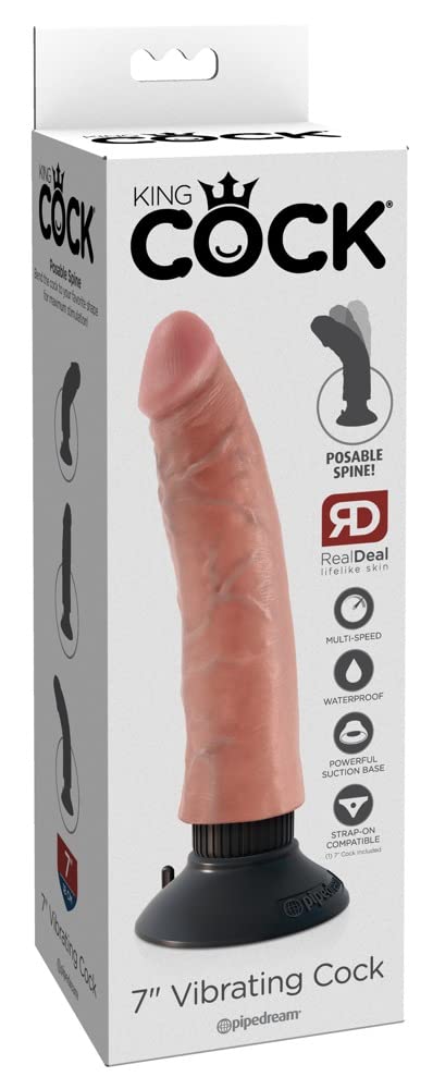Pipedream Products King Cock 7 Inch Vibrating Cock, Beige