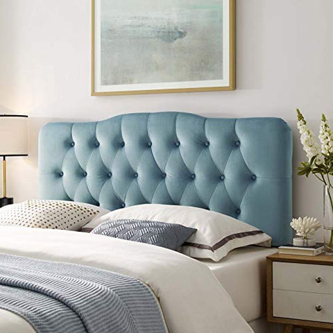 Modway Annabel Diamond Tufted Performance Velvet King Headboard in Light Blue