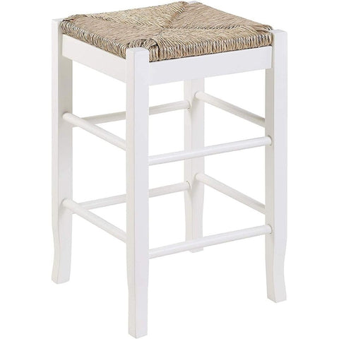 Oakestry 24-inch Rustic Counter Height Bar Stool Wooden Frame with Handwoven Rush Seat for Farmhouse Kitchen Island Dining Room High Chair Hardwearing, Cream Finish