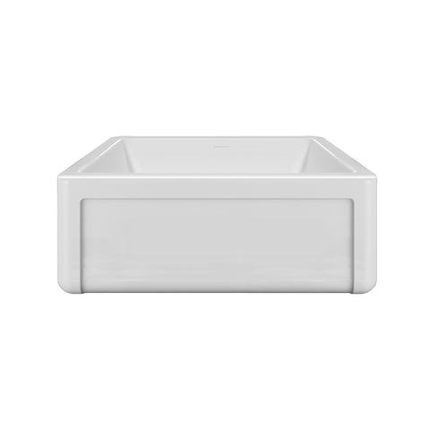 Whitehaus Collection 27" Reversible Single Bowl Fireclay Kitchen Sink with Grid: Three Edge Frame, Plain Front Apron