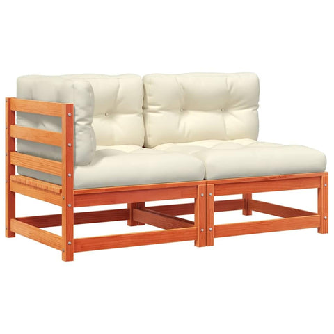 vidaXL Rustic Garden Loveseat with Cream Cushions | Solid Pine Wood 2 Seater Outdoor Sofa Adjustable Modular Design Weather Resistant Perfect for Balconies and Gardens Patio Furniture Two