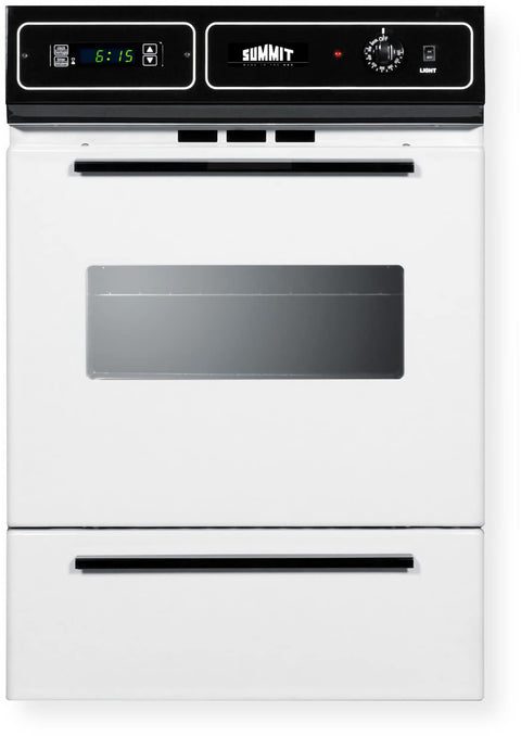 Summit 24" Gas Wall Oven, 2.92 cu.ft. Capacity Gas Oven, Electric Ignitions, White- WTM7212KW