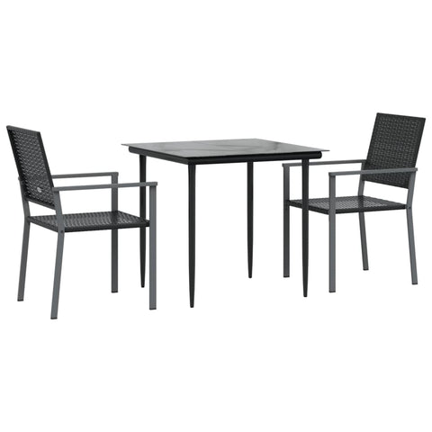 vidaXL Patio Dining Set 3 Piece, Patio Conversation Set, Outdoor Furniture Set for Garden Backyard, Modern Style, Poly Rattan and Steel