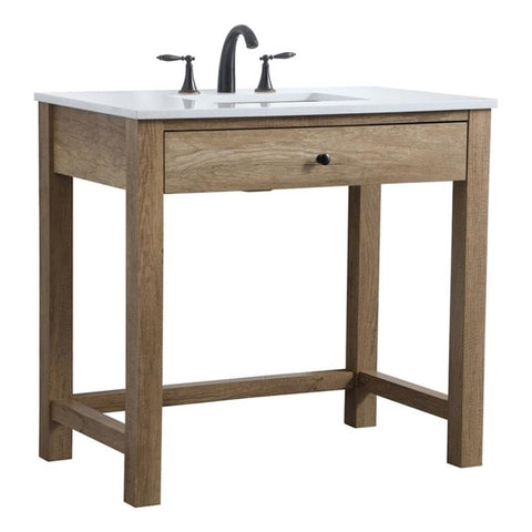 Elegant Kitchen and Bath Hudson 36" Solid Wood Bathroom Vanity in Natural Oak