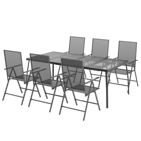 vidaXL Anthracite Outdoor Dining Set, Adjustable Folding Chairs and Sturdy Steel Table for Garden, Patio, Porch, Balcony