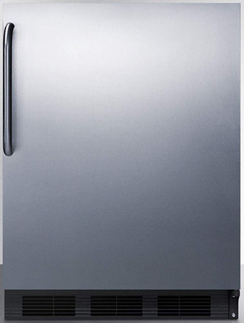 Summit Appliance FF7BKSSTBADA ADA Compliant Commercial All-Refrigerator for Freestanding General Purpose Use with Auto Defrost, Stainless Steel Wrapped Door, Towel Bar Handle and Black Cabinet