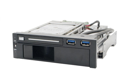Syba SY-MRA55006 5.25" Bay Tray Less Mobile Rack for 3.5" and 2.5" Sata III HDD with Extra 2 Port USB 3.0, Black/White