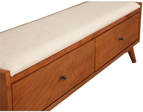 Alpine Furniture Flynn Mid Century Bench, 59" W x 15" D x 18.5" H, Acorn