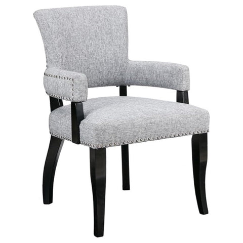 Oakestry Modern Dawson Dining Chairs ?Black Noir Finish Fabric Solid Wood for Living Room Bedroom Outdoor Lounge Upholstered Fabric, Grey
