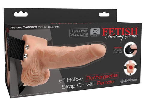 Pipedream Products Fetish Fantasy Series 6" Hollow Rechargeable Strap-on with Remote, Flesh