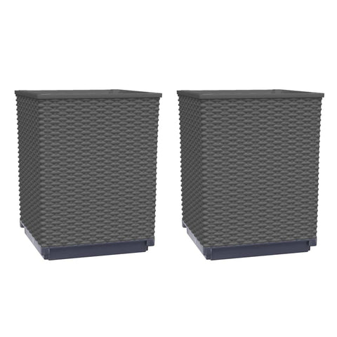 vidaXL Black Polypropylene Planters Set of 2, Rectangular Outdoor Plant Containers for Garden, Patio and Balcony, Durable Lightweight Flower Boxes