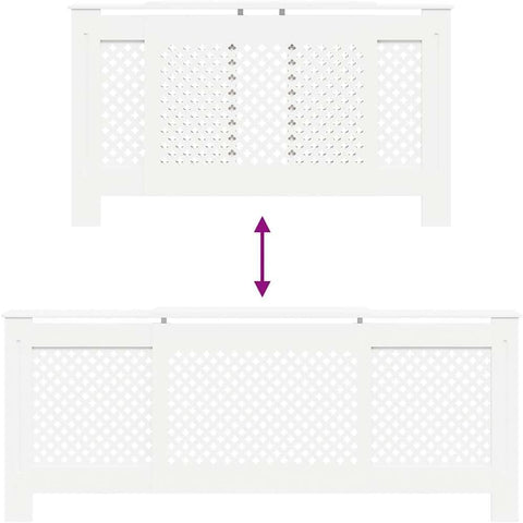 vidaXL Modern White MDF Radiator Cover with Adjustable Length and Storage Space - Ultra Durable Cabinet for Radiator Concealment and Display