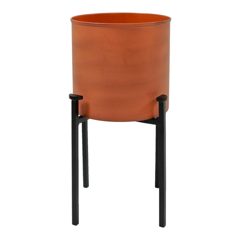 Oakestry Eileen Planter with Burnt Sienna Bowl Metal Stand Indoor Outdoor Garden Decor Rustic Modern Planter Display Durable Finish for Home Patio Balcony Porch Living Spaces