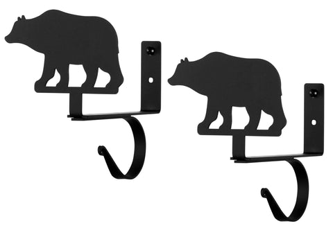Village Wrought Iron Bear Curtain Rod & Shelf Brackets (Pair)