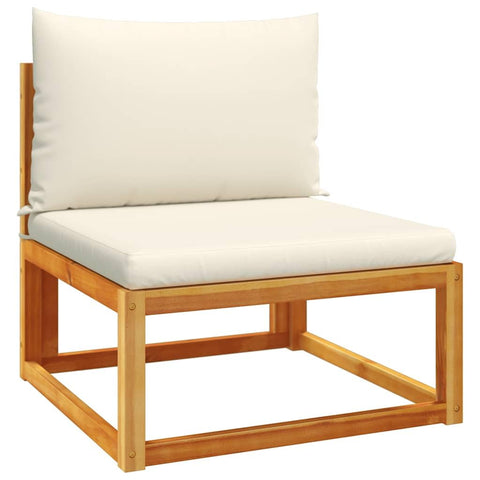 vidaXL Garden Sofa Beige, Cream Solid Acacia Wood Standard Modular