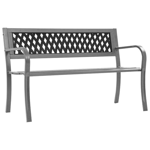 vidaXL Patio Bench with Comfortable Backrest - Long-Lasting Durable Steel Frame and Plastic - Perfect for Garden, Patio, and Outdoor Spaces - Black