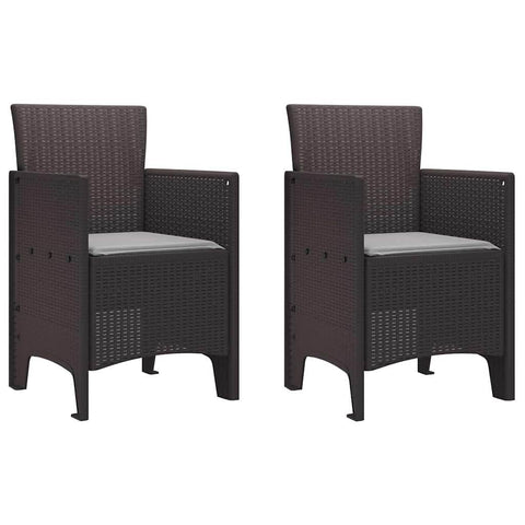 vidaXL Garden Chair 2 pcs Brown 20.87 x 19.29 x 33.46 in Polypropylene, Garden & Terrace, Stylish Armchair, Rectangle Outdoor Seat, Tough Patio Chair, Comfy Lounge for Chillin
