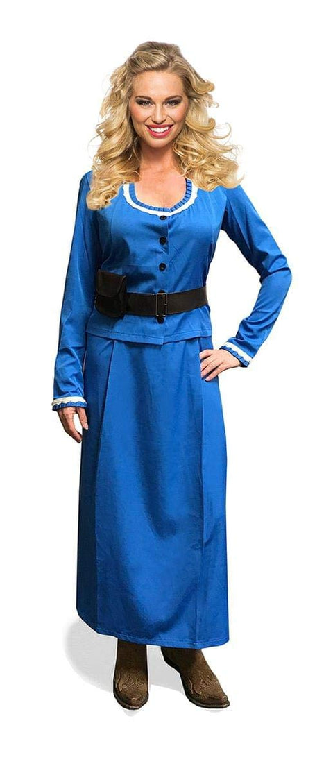 Seeing Red West World Inspired Women's Western Vintage Edwardian Steampunk Costume Dress | Blue