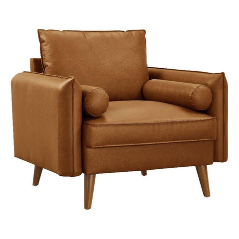 Modway Revive Faux Leather Accent Armchair in Tan