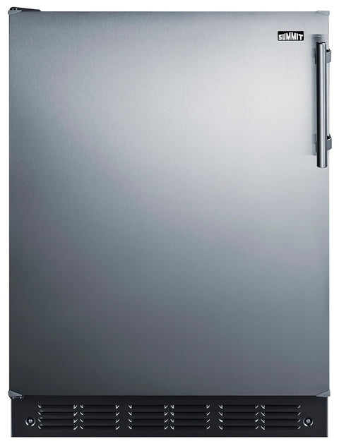 Summit CT66BK2SSADALHD 24” Wide ADA Under Counter Refrigerator-Freezer 4.9 cu.ft. Made in Europe with Automatic Defrost Operation, Reversible Stainless-Steel Door, Black interior (ADA Left Hand Door)