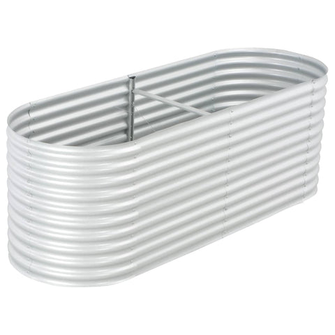 vidaXL Garden Raised Bed Galvanised Steel, Oval Garden Planter for Flowers and Planters, Bottomless Raised Flower Bed, Weather-Resistant, Silver, 94.5"x31.5"x31.9"
