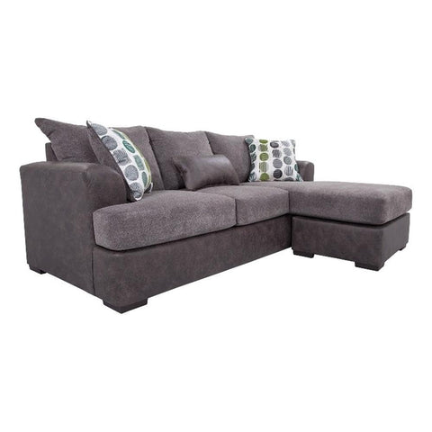 American Furniture Classics Model 8-A162V10 Modern Sofa with Chaise in Dark Gray and Dark Charcoal Gray Vegan Leather