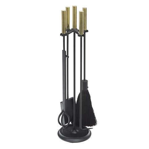 Minuteman International Bedford Fireplace Tool Set, Polished Brass and Black