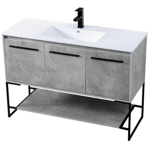 Elegant Decor Gerard 48" Single Porcelain Top Bathroom Vanity in Concrete Gray