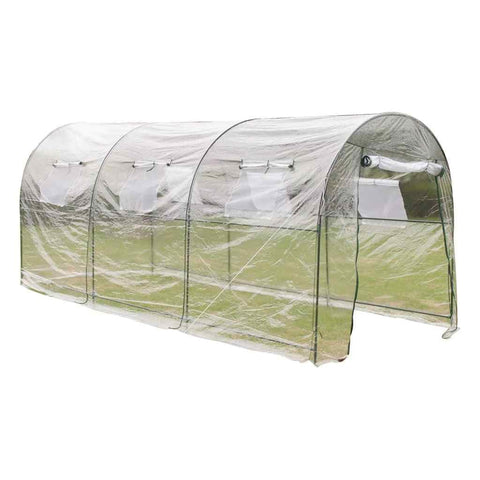 vidaXL Large Outdoor Greenhouse- Portable, Transparent, Weather- PVC Cover, Powder-Coated Steel Frame, Zipped Door, Easy Assembly, Ideal for Gardeners.