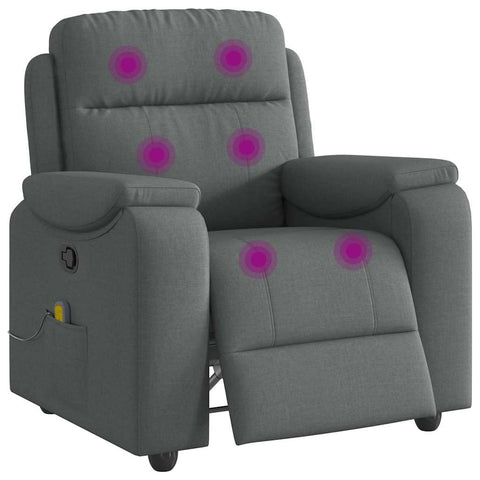 vidaXL Massage Recliner Chair - Dark Gray Fabric Lounger with Manual 135-degree tilt and six-Point Vibration