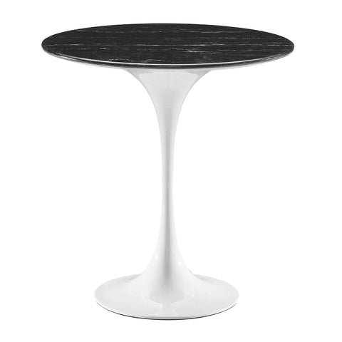 Modway Lippa 20" Round Artificial Marble Side Table EEI-5680-WHI-BLK