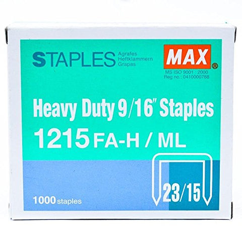Max Usa 1215FAH Max Hd-12f Flat Clinch 1000pk 9/16 Staples
