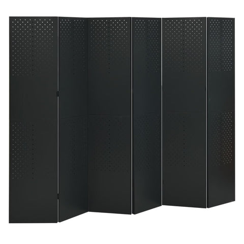 vidaXL 6-Panel Room Divider/Partition Wall - Black - Made of Sturdy Steel - 94.5"x70.9" - Flexible & Multi-Purpose - Ideal for Bedroom, Dining Room, Living Room