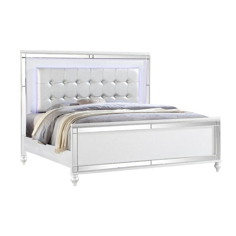 Matrix Furniture Group Sterling Full 5 PC LED Bedroom Set Made with Wood in White Color