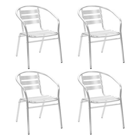 vidaXL Stackable Patio Chairs 4 pcs - Durable Aluminum Metal Chairs for Outdoor, Patio, Garden, Kitchen, Dining Room, Space Saving and Easy Assembly