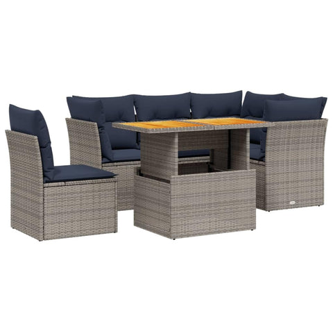 vidaXL Patio Sofa Set with Cushions 5 Piece, Outdoor Sectional Sofa Couch, Patio Conversation Set for Garden Backyard, Gray Poly Rattan
