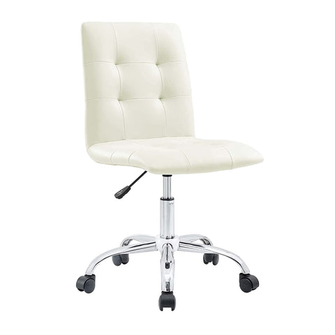 Modway Prim Ribbed Armless Mid Back Swivel Conference Office Chair In White