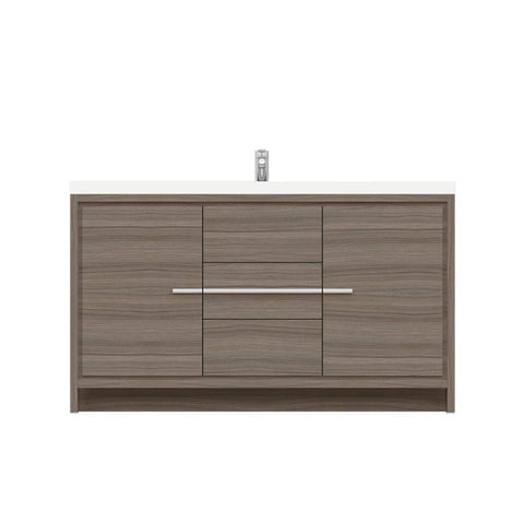 Sortino 60 Single inch Modern Bathroom Vanity Gray
