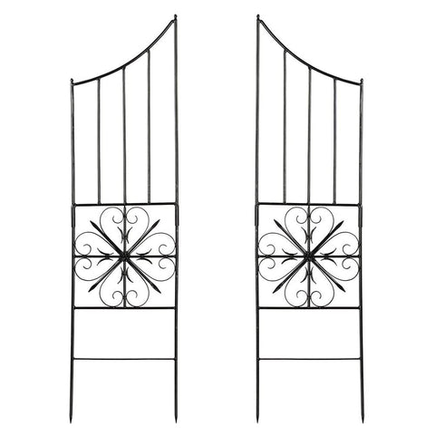Oakestry VFT-22S Aldrich II Support Wrought Iron Garden Trellis for Climbing Plants, Graphite
