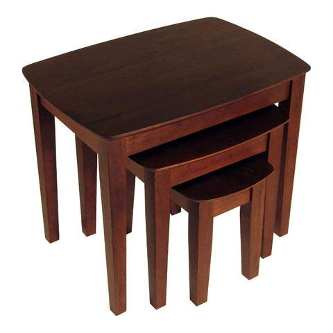 Oakestry Bradley Set of 3 Space-Saving Nesting Tables for Living Room Bedroom or Office Versatile Design for Display Storage Wooden Construction Rich Walnut Finish Ideal for Small Apartments