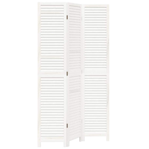 vidaXL 3-Panel Room Divider Screen, White Paulownia Wood, Flexible Folding Privacy Partitions for Bedroom/Living Room/Office, Indoor Sun Blocking