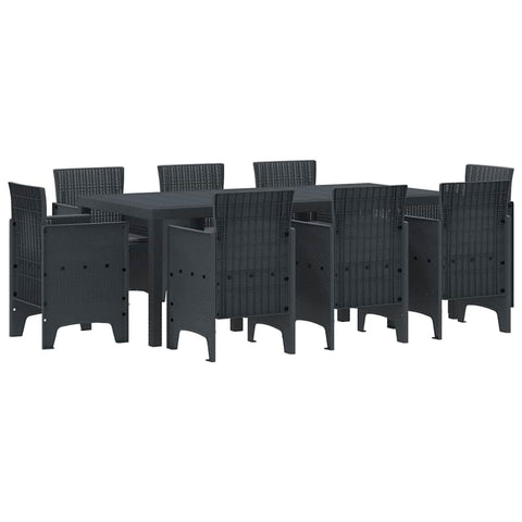 vidaXL Garden Dining Set 9 pcs Anthracite Polypropylene, Stylish Outdoor Dining Set for Garden and Patio, Lightweight, Tough, Perfect for Family Gatherings