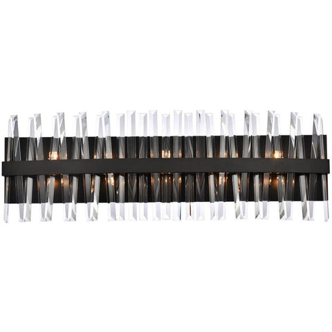 Elegant Lighting Serephina 36" Iron and Crystal Bath Sconce in Black