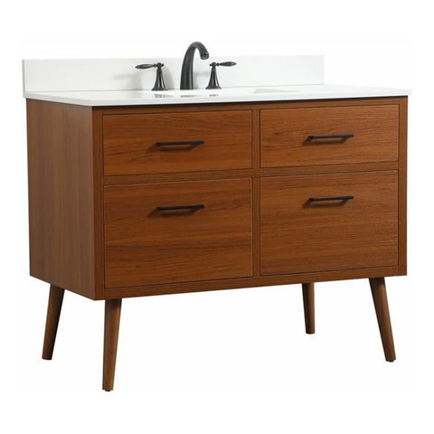 Elegant Decor Boise 42" MDF Single Bathroom Vanity with Backsplash in Teak