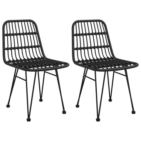 vidaXL Patio Chairs - 2 pcs Set in Black - PE Rattan Garden Furniture with 18.9"x24.4"x33.1" (W x D x H) Size - Sturdy Steel Frames