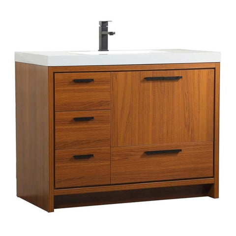 Elegant Decor Wyatt 42" Aluminum Alloy and MDF Single Bathroom Vanity in Teak